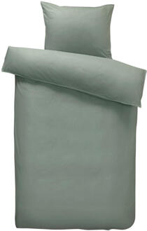 25% korting - Leen Bakker - Dekbedovertrek Jorrit Effen - 140x200/220 Cm - Katoen - Groen