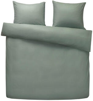 25% korting - Leen Bakker - Dekbedovertrek Jorrit Effen - 200x200/220 Cm - Katoen - Groen