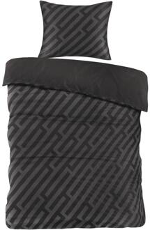 25% korting - Leen Bakker - Dekbedovertrek Lissabon - 140x200/220 Cm - Katoen Satijn - Zwart