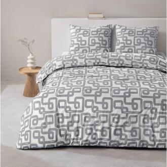 25% korting - Leen Bakker - Dekbedovertrek Malaga - 240x2020 Cm - Polyester - Grijs