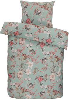 25% korting - Leen Bakker - Dekbedovertrek Norah - 140x200/220 Cm - Katoen - Groen