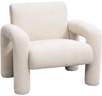25% korting - Leen Bakker - Fauteuil Puck - Stof - Crème - 78x88x85 Cm