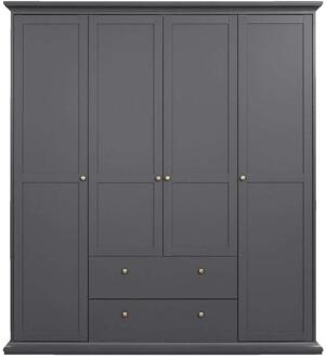 25% korting - Leen Bakker - Kledingkast Amber - Antraciet - 200,6x181x60,5 Cm - Spaanplaat - Grijs - 61x181x201 Cm