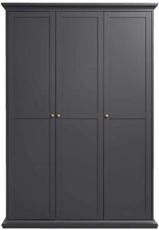 25% korting - Leen Bakker - Kledingkast Amber - Antraciet - 201x139x61 Cm - Spaanplaat - Grijs