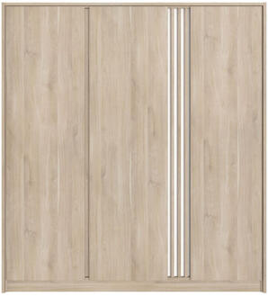 25% korting - Leen Bakker - Kledingkast Evi 3-deurs - Eikenkleur - 203x185x52 Cm - Spaanplaat - Bruin