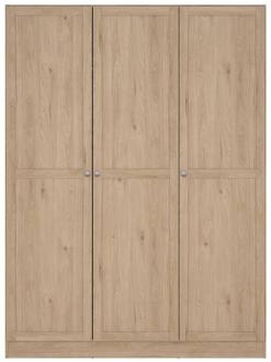 25% korting - Leen Bakker - Kledingkast Lynn 3-deurs - Eikenkleur - 200x147x62 Cm - Spaanplaat - Bruin - 61.7x147x200.1 Cm