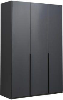 25% korting - Leen Bakker - Kledingkast Milaan 3-deurs - Grafiet - 236x135x58 Cm - Spaanplaat - Zwart#Grijs