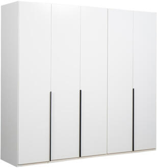 25% korting - Leen Bakker - Kledingkast Milaan 5-deurs - 236x225x58 Cm - Spaanplaat - Wit