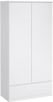 25% korting - Leen Bakker - Kledingkast Naia 2-deurs - Hoogglans - 50x99x201 Cm - Spaanplaat - Wit