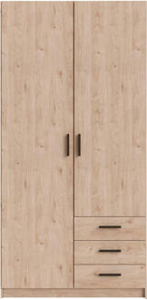 25% korting - Leen Bakker - Kledingkast Sprint 2-deurs - Eikenkleur - 200x98,5x50 Cm - Spaanplaat - Bruin