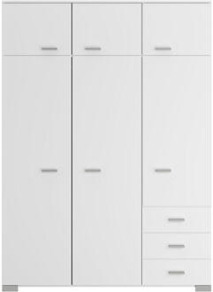 25% korting - Leen Bakker - Kledingkast Timo 6-deurs - 203x146x55 Cm - Spaanplaat - Wit