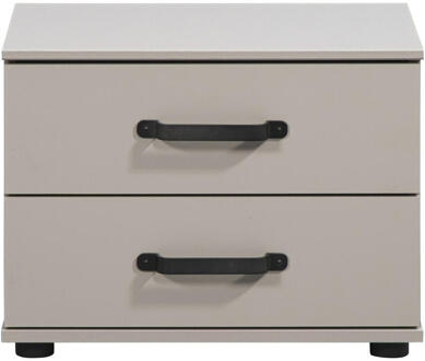 25% korting - Leen Bakker - Nachtkastje Dex - Greige - 40x52x38 Cm - Spaanplaat - Grijs#Taupe
