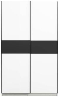 25% korting - Leen Bakker - Schuifdeurkast Genua - /antraciet - 204x122x60 Cm - Spaanplaat - Wit - 60.3x122.4x204 Cm