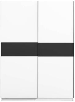 25% korting - Leen Bakker - Schuifdeurkast Genua - /antraciet - 204x150x60 Cm - Spaanplaat - Wit - 60.3x150.6x204 Cm