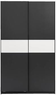 25% korting - Leen Bakker - Schuifdeurkast Genua - Antraciet/wit - 204x122x60 Cm - Spaanplaat - Grijs#Zwart - 60.3x122.4x204 Cm