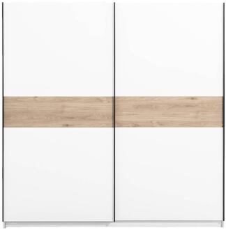 25% korting - Leen Bakker - Schuifdeurkast Genua - /eikenkleur - 204x200x60 Cm - Spaanplaat - Wit - 60.3x200.2x204 Cm