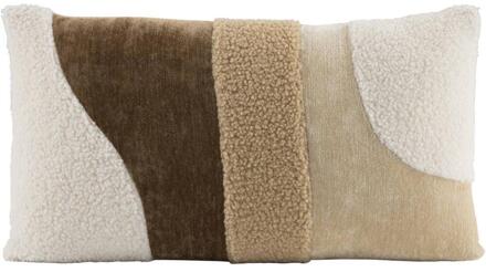 25% korting - Leen Bakker - Sierkussen Brent - Beige/crème - 30x50 Cm - Polyester - Beige#Crème#Bruin#Multikleur