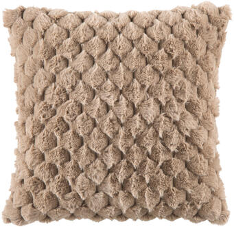 25% korting - Leen Bakker - Sierkussen Cynthia - 45x45 Cm - Polyester - Taupe