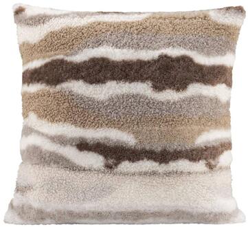 25% korting - Leen Bakker - Sierkussen Manda - Off-white - 45x45 Cm - Polyester - Beige#Multikleur - 10x45x45 Cm
