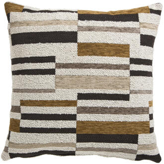 25% korting - Leen Bakker - Sierkussen Siem - Crème/bruin - 45x45 Cm - Polyester - Crème#Bruin