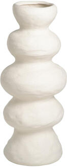 25% korting - Leen Bakker - Vaas Bobbie - Off-white - 38xØ16,3 Cm - Keramiek - Crème