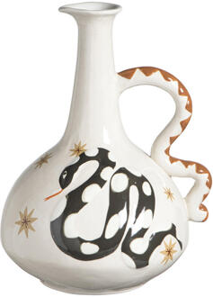 25% korting - Leen Bakker - Vaas Snake Off-white - 26x20x18 Cm - Keramiek - Wit#Crème
