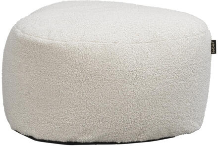 25% korting - Op=Op | Leen Bakker - Lebel Poef Shape Teddy - Ø70x37 Cm - Polyester/Teddy - Beige