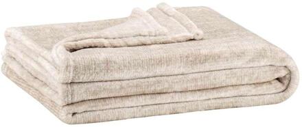 25% korting - Op=Op | Leen Bakker - Plaid Xavier - 130x160 Cm - Polyester/Fleece - Taupe