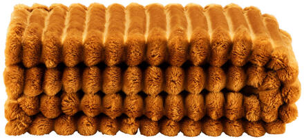 25% korting - Op=Op | Leen Bakker - Plaid Zaira - Caramel - 130x170 Cm - Polyester - Bruin