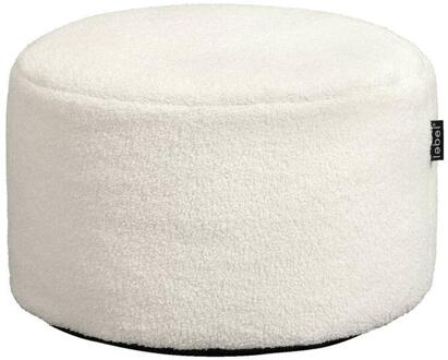 25% korting - Op=Op | Leen Bakker - Poef Teddy - Off-white - 48x28 Cm - Polyester - Wit