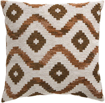 25% korting - Sierkussen Moritz - Écru/bruin - 45x45 Cm