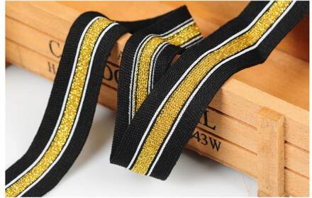 25 Mm 5M Goud Zilver Elastische Lint Kleding Tassen Streep Elastische Bands Broek Elastische Spanbanden Diy Naaien accessoires