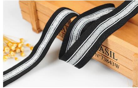 25 Mm 5M Goud Zilver Elastische Lint Kleding Tassen Streep Elastische Bands Broek Elastische Spanbanden Diy Naaien accessoires