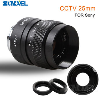25 Mm Cctv F1.4 Tv Movie Lens + C Mount + Metalen Zonnekap Voor Sony E Mount A6100 A6000 a5100 A5000 A3000 NEX-VG20 NEX-VG30 NEX-V900