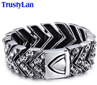 25 Mm Wide Heavy Heren Armbanden Punk Rocker Mannen Skul Armband Voor Mannen Homme Sieraden Rvs Wrap armband Armbanden