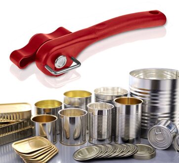 25 # Multifunctionele Rvs Veiligheid Side Cut Handleiding Kan Tin Opener Keuken Gereedschap Bar Gadgets Blikjes Flesopener rood