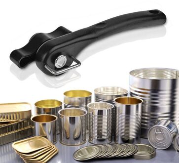 25 # Multifunctionele Rvs Veiligheid Side Cut Handleiding Kan Tin Opener Keuken Gereedschap Bar Gadgets Blikjes Flesopener zwart