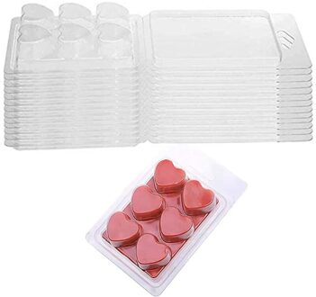 25 Packs Wax Melt Clamshells Mallen Hart Vorm, 6 Holte Clear Plastic Cube Tray Voor Kaars-Maken & Zeep