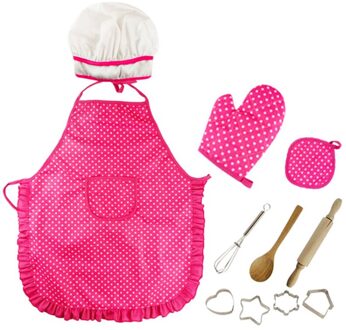 25 Pcs Kids Koken En Bakken Set Chef Kostuum Rollenspel Geschikt Voor 2-8 Jaar Oude Jongens meisjes Peuter Jurk Up Kids 02