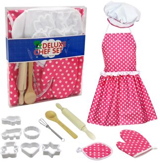 25 Pcs Kids Koken En Bakken Set Chef Kostuum Rollenspel Geschikt Voor 2-8 Jaar Oude Jongens meisjes Peuter Jurk Up Kids 03