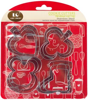 25 # Rvs 12 Delige Set Drie-Dimensionale Cookie Mold Cake Bakken Tools Diy Cookie Cutter Rvs cookie Gereedschap F