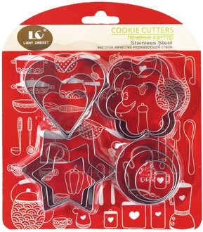 25 # Rvs 12 Delige Set Drie-Dimensionale Cookie Mold Cake Bakken Tools Diy Cookie Cutter Rvs cookie Gereedschap