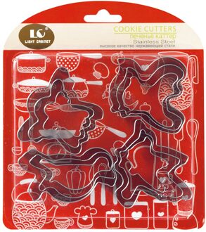 25 # Rvs 12 Delige Set Drie-Dimensionale Cookie Mold Cake Bakken Tools Diy Cookie Cutter Rvs cookie Gereedschap