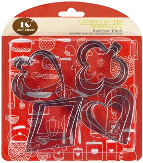 25 # Rvs 12 Delige Set Drie-Dimensionale Cookie Mold Cake Bakken Tools Diy Cookie Cutter Rvs cookie Gereedschap