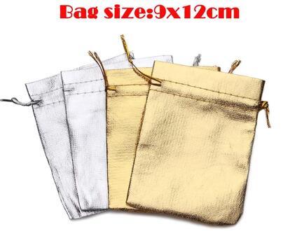25 Stks/partij 9X12Cm 7X9Cm Mixed Gold Siler Koord Organza Sieraden Organizer Pouch Satijn Kerst bruiloft Sieraden Bag 9x12cm satin zak
