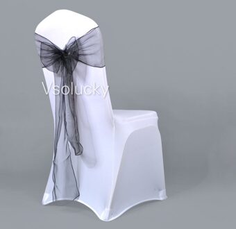 25 Stks/partij Black Sheer Organza Voorzitter Sjerpen Bow Cover Wedding Party Xmas Verjaardag Douche Decoratie