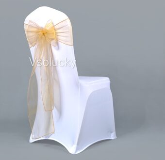 25 Stks/partij Gold Sheer Organza Voorzitter Sjerpen Bow Cover Wedding Party Xmas Verjaardag Douche Decoratie