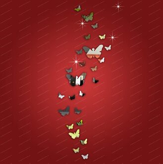 25 Stks/partij Vlinder Acryl Spiegel Oppervlak Decoratieve Wall Art Decal Diy Muursticker Voor Kinderen Kamers Woondecoratie E Zilver