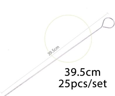25 stks/set BBQ Spies Meatal Platte Barbecue Sticks rvs BBQ Kebab Spiesjes met Ring Handvat Voedsel Stickers 40cm 25stk