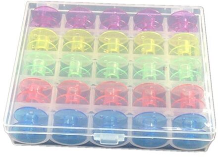 25 Stks/set Klossen Box Set Naaimachine Spoelen Kleurrijke Plastic Metalen En Case Opbergdoos Naaien Apparatuur Gereedschap Accessoires 25stk met doos